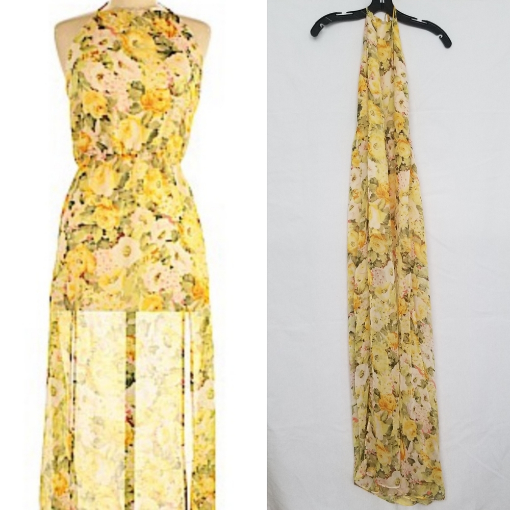 Lovers + Friends Halter Floral Maxi Slit Dress